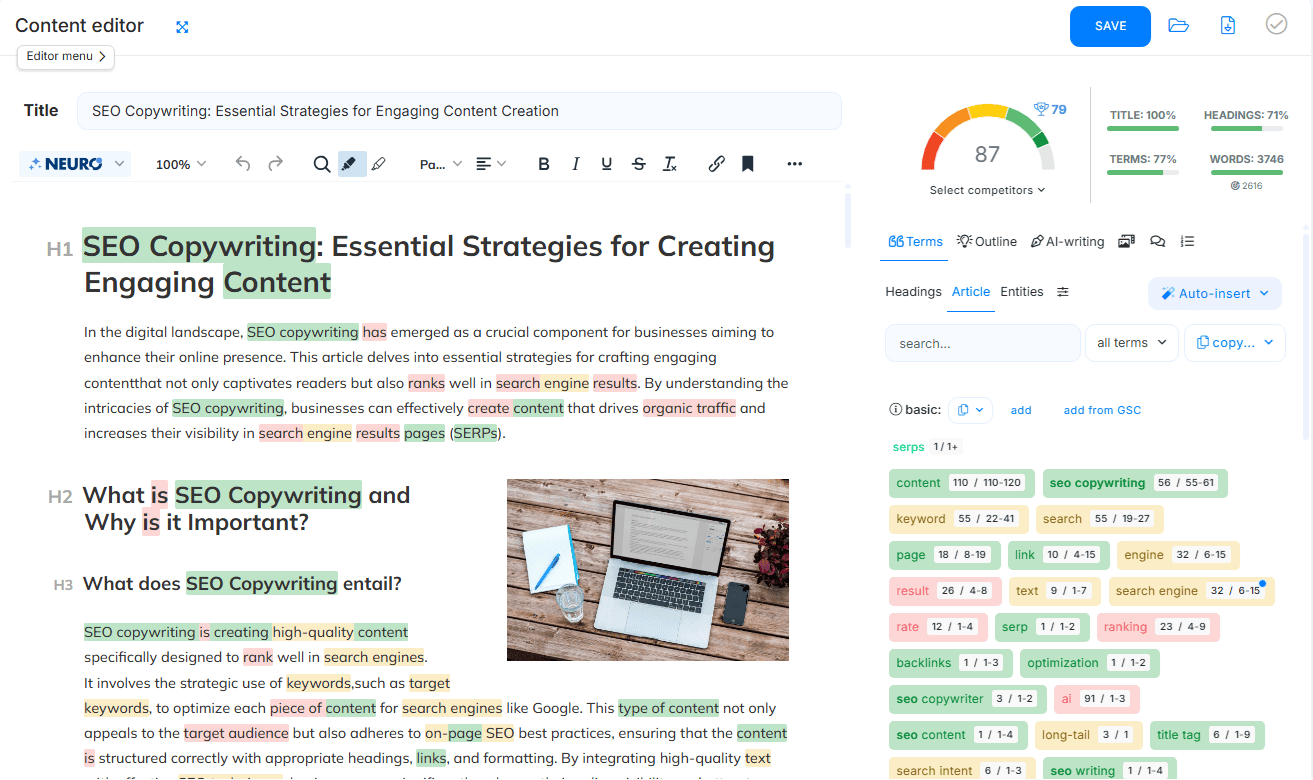 NeuronWriter — éditeur SEO